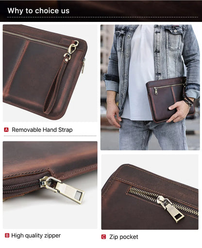 Genuine Leather Laptop Sleeve Case For Macbook Air M1 M2 M3 Pro 13 14 15 16 Inch Briefcase Dell HP Computer Cover Bag For Men