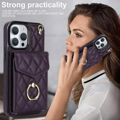 Soft Durable  Leather Phone Case Crossbody Wallet Phone Case with 360-degree