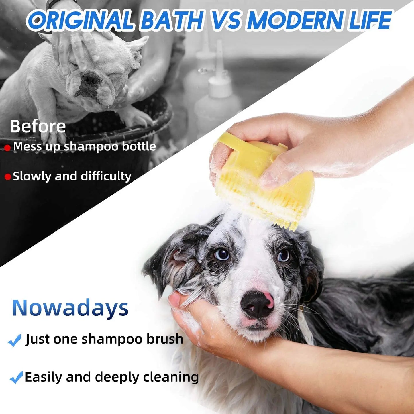 Pet Dog Cat Shampoo Brush 2.7oz 80ml Cat Massage Comb Grooming Scrubber  for Bathing Short Hair Soft Silicone Rubber