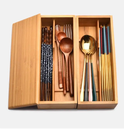 Bamboo Expandable Drawer Kitchen Organizer for Spoons Forks Knives cutleries