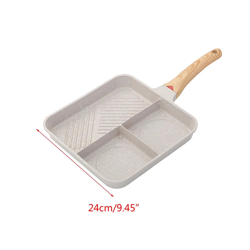 Frying Pan Partition Frying Pan3 In1 Breakfast Frying Pan Multifunctional Non-Stick