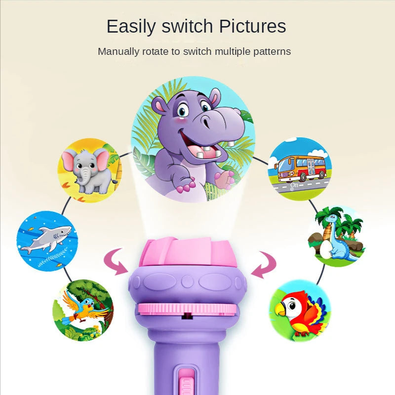 Cute Cartoon Creativity Toy Torch Lamp Flashlight Projector Toy