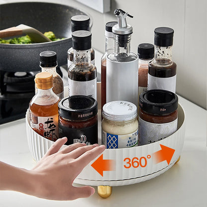 360 Rotation Spice Rack Organizer Kitchen Bathroom