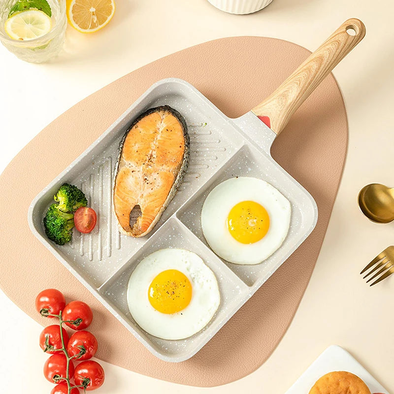 Frying Pan Partition Frying Pan3 In1 Breakfast Frying Pan Multifunctional Non-Stick