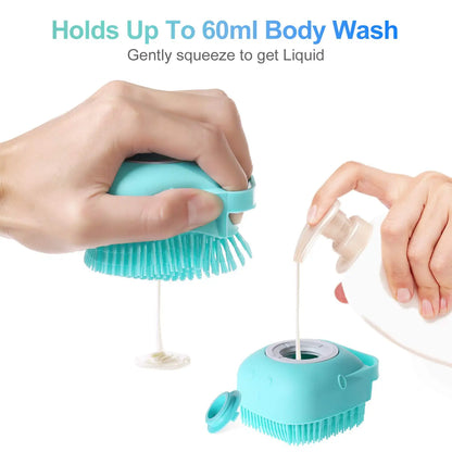 Pet Dog Cat Shampoo Brush 2.7oz 80ml Cat Massage Comb Grooming Scrubber  for Bathing Short Hair Soft Silicone Rubber