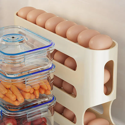 4 Layers Automatic Rolling Holder Rack Fridge Eggs Storage Box