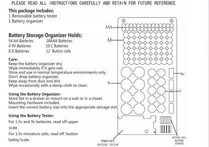 The Battery Organizer and Tester with Cover Battery Storage Organizer