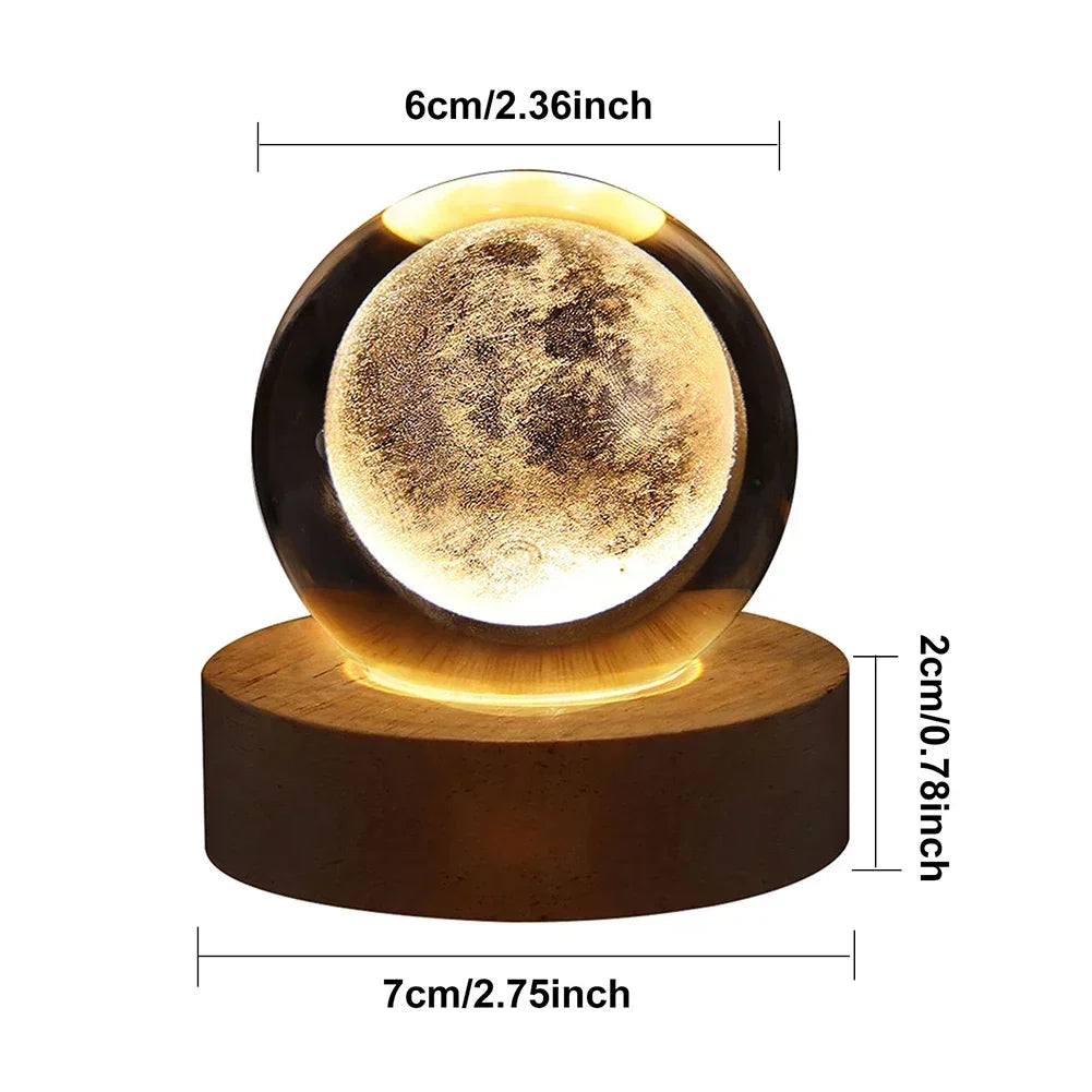 Unique 3D Crystal Ball Lamp with Galaxy and Planetary