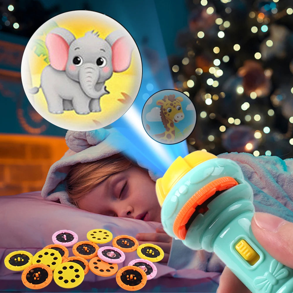 Cute Cartoon Creativity Toy Torch Lamp Flashlight Projector Toy