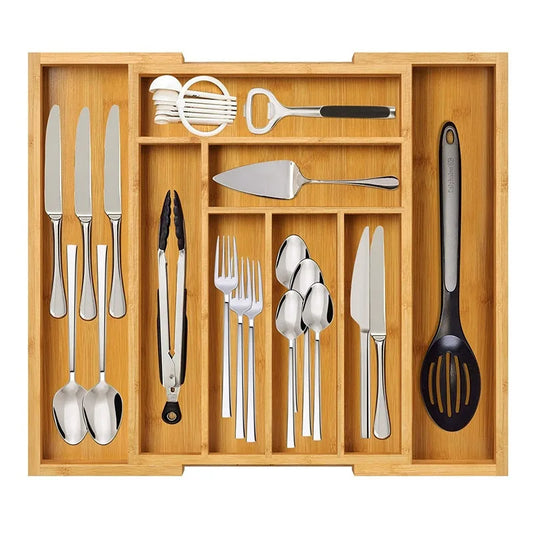 Bamboo Expandable Drawer Kitchen Organizer for Spoons Forks Knives cutleries