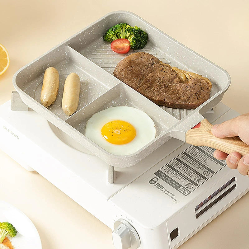 Frying Pan Partition Frying Pan3 In1 Breakfast Frying Pan Multifunctional Non-Stick