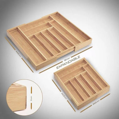 Bamboo Expandable Drawer Kitchen Organizer for Spoons Forks Knives cutleries