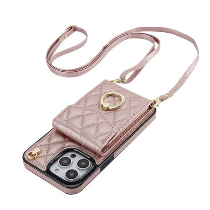 Soft Durable  Leather Phone Case Crossbody Wallet Phone Case with 360-degree