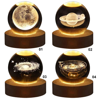 Unique 3D Crystal Ball Lamp with Galaxy and Planetary