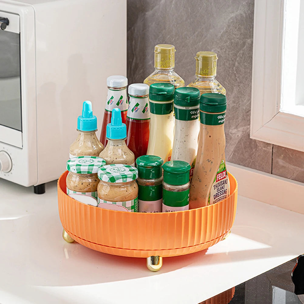 360 Rotation Spice Rack Organizer Kitchen Bathroom