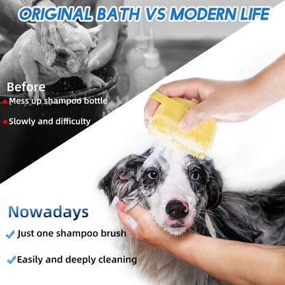 Pet Dog Cat Shampoo Brush 2.7oz 80ml Cat Massage Comb Grooming Scrubber  for Bathing Short Hair Soft Silicone Rubber