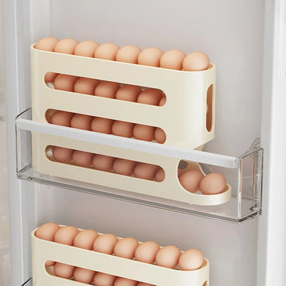 4 Layers Automatic Rolling Holder Rack Fridge Eggs Storage Box