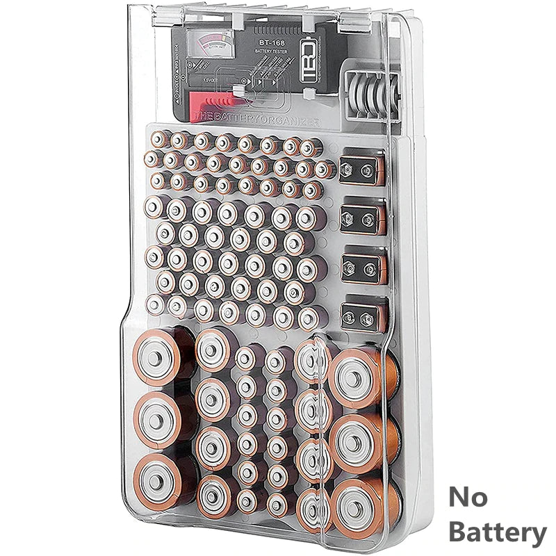 The Battery Organizer and Tester with Cover Battery Storage Organizer