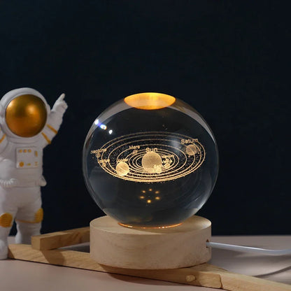 Unique 3D Crystal Ball Lamp with Galaxy and Planetary