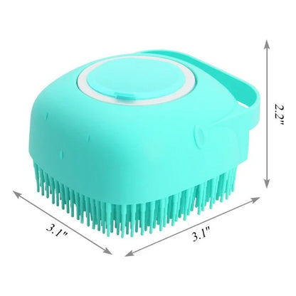 Pet Dog Cat Shampoo Brush 2.7oz 80ml Cat Massage Comb Grooming Scrubber  for Bathing Short Hair Soft Silicone Rubber