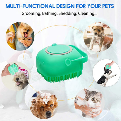 Pet Dog Cat Shampoo Brush 2.7oz 80ml Cat Massage Comb Grooming Scrubber  for Bathing Short Hair Soft Silicone Rubber