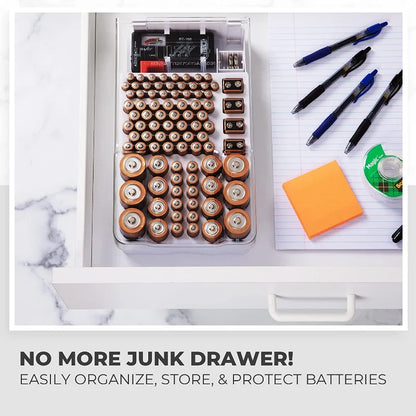 The Battery Organizer and Tester with Cover Battery Storage Organizer