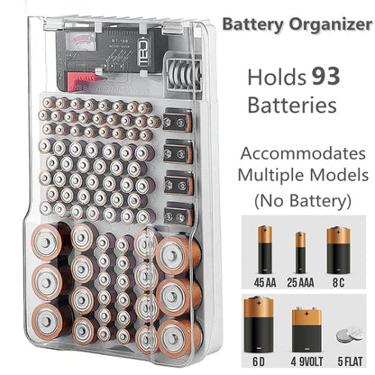 The Battery Organizer and Tester with Cover Battery Storage Organizer