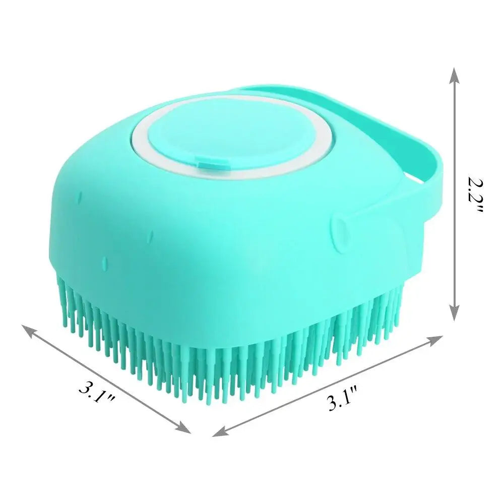 Pet Dog Cat Shampoo Brush 2.7oz 80ml Cat Massage Comb Grooming Scrubber  for Bathing Short Hair Soft Silicone Rubber