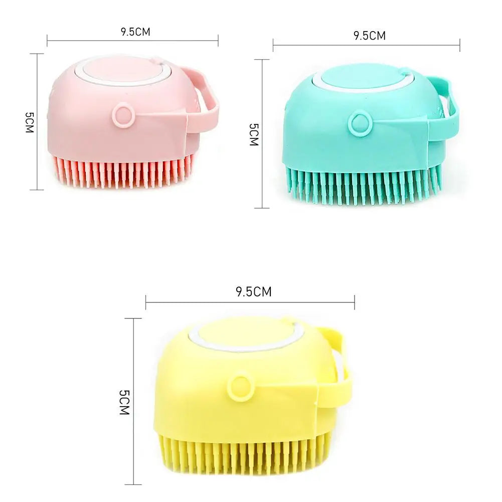 Pet Dog Cat Shampoo Brush 2.7oz 80ml Cat Massage Comb Grooming Scrubber  for Bathing Short Hair Soft Silicone Rubber