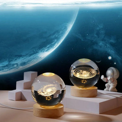 Unique 3D Crystal Ball Lamp with Galaxy and Planetary