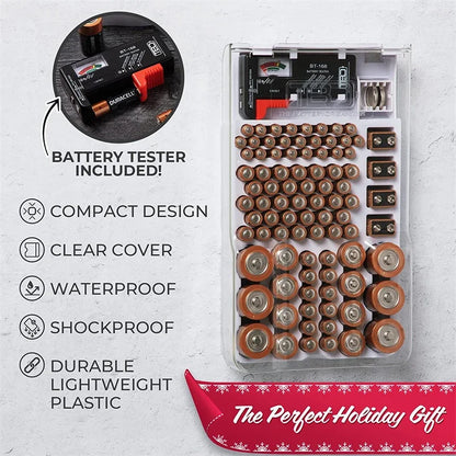 The Battery Organizer and Tester with Cover Battery Storage Organizer