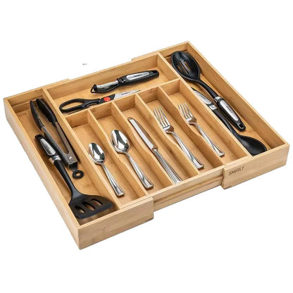 Bamboo Expandable Drawer Kitchen Organizer for Spoons Forks Knives cutleries