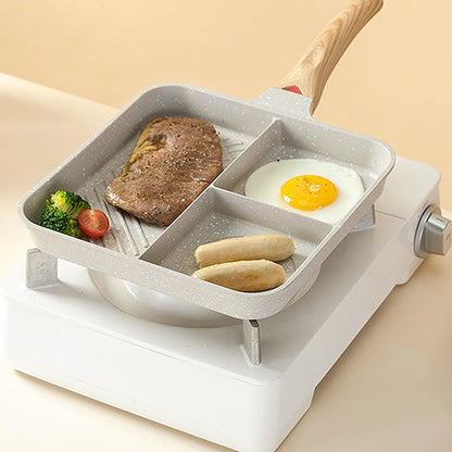 Frying Pan Partition Frying Pan3 In1 Breakfast Frying Pan Multifunctional Non-Stick