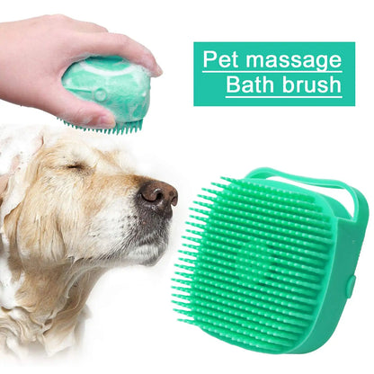 Pet Dog Cat Shampoo Brush 2.7oz 80ml Cat Massage Comb Grooming Scrubber  for Bathing Short Hair Soft Silicone Rubber