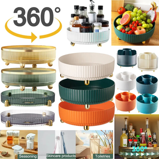 360 Rotation Spice Rack Organizer Kitchen Bathroom